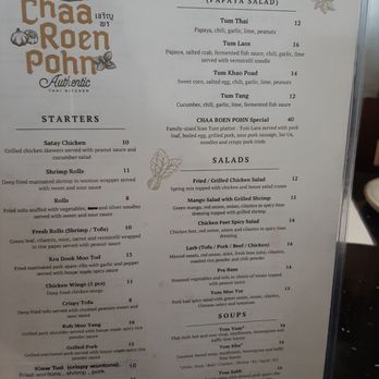 Chaa Roen Pohn - Menu November 2024 - Laotian Near Me - San Francisco, California