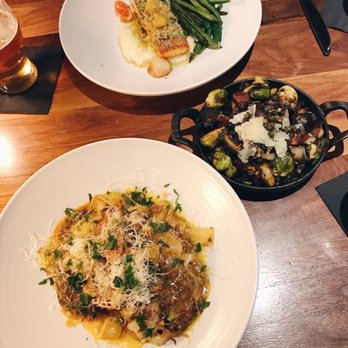 Saint & Second - Skuna Bay Salmon, Roasted Brussel Sprouts, Lamb Pappardelle - New American Near Me - Long Beach, California Saint & Second - Skuna Bay Salmon, Roasted Brussel Sprouts, Lamb Pappardelle - New American Near Me - Long Beach, California