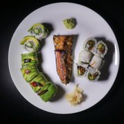 Photo of Fuki Sushi - Palo Alto, CA, United States. L - R - Kinpira Uramaki , Nasu Dengaku , Spicy Yasi Yakai roll. Insta - @slimtrimfoodie