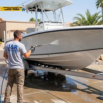 J&R Mobile Wash - Blasting away salt, grime, and scum lines with a precise marine pressure wash on a center console boat. - Car Wash Near Me - Yuma, Arizona J&R Mobile Wash - Blasting away salt, grime, and scum lines with a precise marine pressure wash on a center console boat. - Car Wash Near Me - Yuma, Arizona