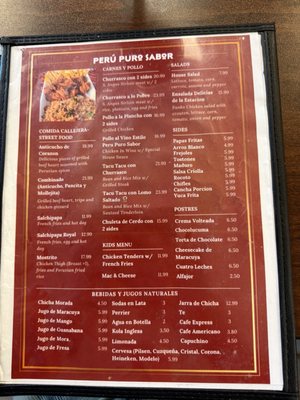 Menu photo 1 Peru Puro Sabor Davie, FL