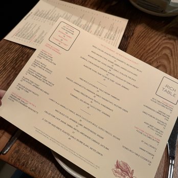 Rich Table - Menu for December 2025. Menu rotates frequently. - New American Near Me - San Francisco, California