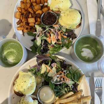 Sisters & Co - Bulgogi Benedict + avocado Benedict with matcha latte. - Breakfast & Brunch Near Me - Toronto, Ontario Sisters & Co - Bulgogi Benedict + avocado Benedict with matcha latte. - Breakfast & Brunch Near Me - Toronto, Ontario