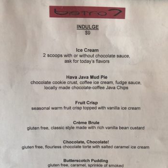 Bistro 7 - dessert menu - New American Near Me - Reno, Nevada Bistro 7 - dessert menu - New American Near Me - Reno, Nevada