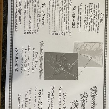 Kendall’s Kountry Kitchen - Menu - Seafood Near Me - Onley, Virginia