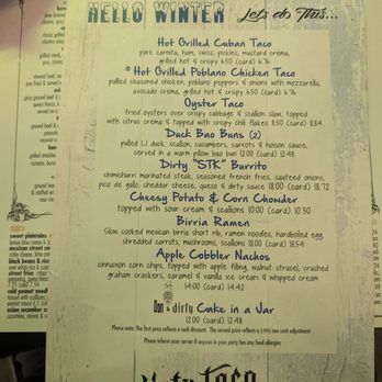 Dirty Taco and Tequila - Woodbury - Seasonal Menu - Tacos Near Me - Woodbury, New York Dirty Taco and Tequila - Woodbury - Seasonal Menu - Tacos Near Me - Woodbury, New York