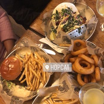 HopCat - Stella Blue Smash Burger, Damn Good Fish Sandwich, Blackened Fish Tacos, Onion Rings, Fries - American Near Me - Grand Rapids, Michigan HopCat - Stella Blue Smash Burger, Damn Good Fish Sandwich, Blackened Fish Tacos, Onion Rings, Fries - American Near Me - Grand Rapids, Michigan
