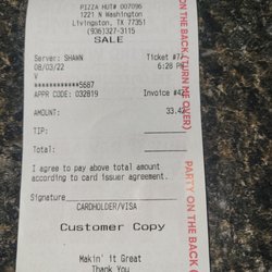 Domino's Pizza - I went to Pizza Hut and I actually spent more money on the pizza that I wanted without being treated like I was an idiot at Domino's