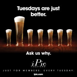 The Bar at IPIC Theaters - Members Get More Every Tuesday! Sign up today https://www.ipictheaters.com/become-a-member.aspx