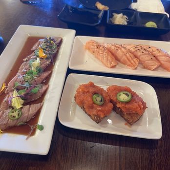 EAT'S SUSHI - NEW STYLE ALBACORE SASHIMI CRISPY RICE WITH SPICY TUNA(2PCS) Salmon nigiri - Sushi Bars Near Me - Costa Mesa, California EAT'S SUSHI - NEW STYLE ALBACORE SASHIMI CRISPY RICE WITH SPICY TUNA(2PCS) Salmon nigiri - Sushi Bars Near Me - Costa Mesa, California