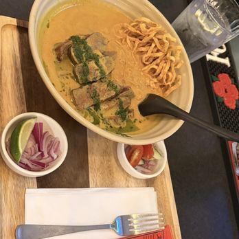 Curry Journey - Khao soi with med rare steak - the best ever and so flavorful !! - Thai Near Me - Monterey, California Curry Journey - Khao soi with med rare steak - the best ever and so flavorful !! - Thai Near Me - Monterey, California