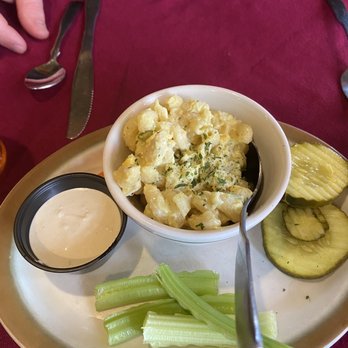 Steak 'n Brew - Good macaroni salad on the relish plate - Steakhouses Near Me - Turin, New York