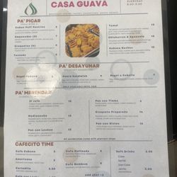 Casa Guava - Menu