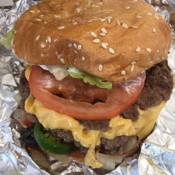Five Guys - cheeseburger with jalapeños and onions - Burgers Near Me - Mililani, Hawaii