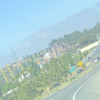 Six Flags Discovery Kingdom - View from parking lot - Amusement Parks Near Me - Vallejo, California