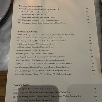 Barcha - Sparkling, Mediterranean White, and Domestic White Wine by the bottle menu at Barcha in San Francisco. - Mediterranean Near Me - San Francisco, California