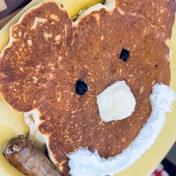 Three Bear's Cafe - Kids Bear Cub Pancake (large pancake with choice of meat) - Breakfast & Brunch Near Me - Heber-Overgaard, Arizona