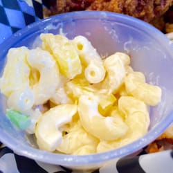 Aunty Vickys - Mac salad. Has green onions and pineapple. Great great side dish!
