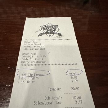 Medway Café - $19 for a salad and four small steak tips. - Burgers Near Me - Medway, Massachusetts Medway Café - $19 for a salad and four small steak tips. - Burgers Near Me - Medway, Massachusetts