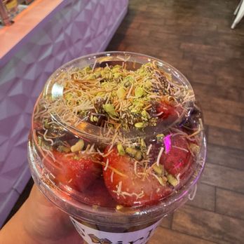 Swirls Soft Serve - Dubai Chocolate Strawberries Cup - Ice Cream & Frozen Yogurt Near Me - Upland, California Swirls Soft Serve - Dubai Chocolate Strawberries Cup - Ice Cream & Frozen Yogurt Near Me - Upland, California