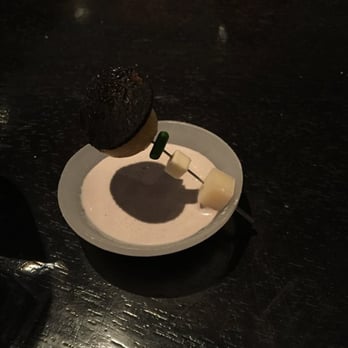 Alinea - One of my favorites: Hot Potato, Cold Potato- with Black truffles. - New American Near Me - Chicago, Illinois Alinea - One of my favorites: Hot Potato, Cold Potato- with Black truffles. - New American Near Me - Chicago, Illinois