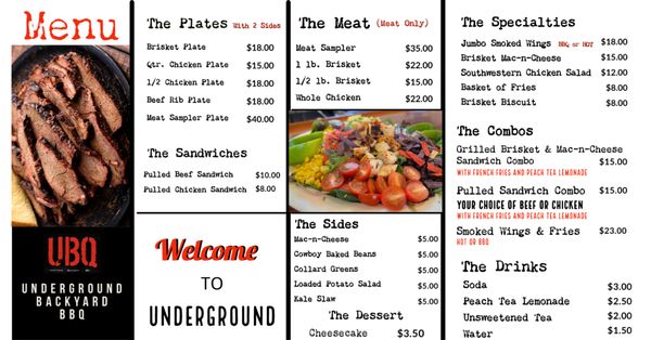 Menu photo 1 Underground Backyard BBQ Williamsfield, IL