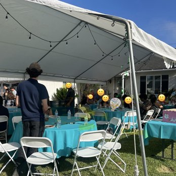 D & D Party Rentals - Tables, chairs, and tablecloths set up under the tent - Party Equipment Rentals Near Me - San Pedro, California D & D Party Rentals - Tables, chairs, and tablecloths set up under the tent - Party Equipment Rentals Near Me - San Pedro, California