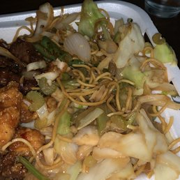a plate of chinese food