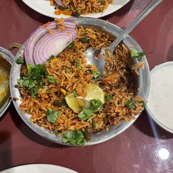 Grand Taj - Something my husband ordered that's vegetarian and came with that white sauce. See the receipt I have posted for a possible name. - Indian Near Me - Riverside, California