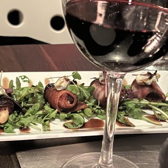 Cafeteria - The bacon wrapped dates were quite good, and paired nicely with a deep ruby Malbec - New American Near Me - New York, New York