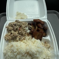 Fiesta Pilipino Restaurant and Groceries - Combo meal, sisig and bbq liempo. Both really good and big portion