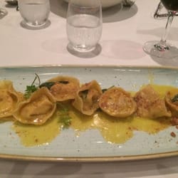 Noosa Waterfront Restaurant - Tortellini Di Zucca. Pumpkin filled Tortelloni, butter and sage sauce,Parmigiano and Amaretto crumb.
