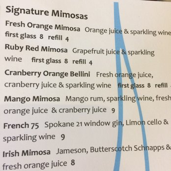 Downriver Grill - Cranberry orange bellini is lovely! Note the half price for refill! - Breakfast & Brunch Near Me - Spokane, Washington Downriver Grill - Cranberry orange bellini is lovely! Note the half price for refill! - Breakfast & Brunch Near Me - Spokane, Washington