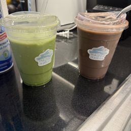 Ice Matcha Latte and Lavender Latte
