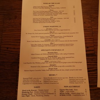 Wolfdale's Cuisine Unique - Drinks menu - New American Near Me - Tahoe City, California Wolfdale's Cuisine Unique - Drinks menu - New American Near Me - Tahoe City, California