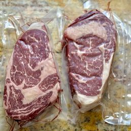 Aged boneless ribeyes...gorgeous cuts & flavor to match! Aged boneless ribeyes...gorgeous cuts & flavor to match!