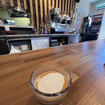 Amigo Cafe - Macchiato and my daughter's finger. Good drink, bad kid. Ha! - Mexican Near Me - Kayenta, Arizona