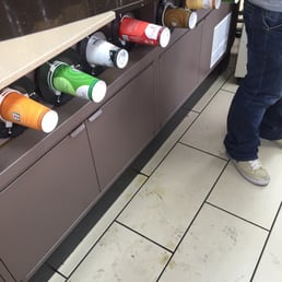 Spilled coffee tracked through the store.