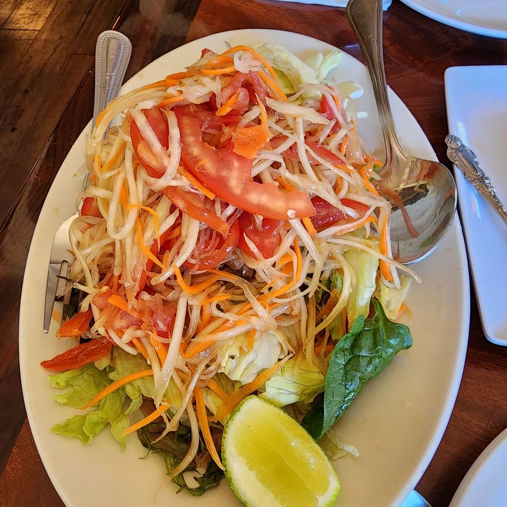 California Thai - Papaya salad, as a Thai person, I asked for super spicy. She brought a sample out for me and I asked for more chilies! - Thai Near Me - El Sobrante, California California Thai - Papaya salad, as a Thai person, I asked for super spicy. She brought a sample out for me and I asked for more chilies! - Thai Near Me - El Sobrante, California