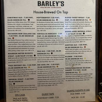 Barley's Brewing Company - Beer Menu - Pubs Near Me - Columbus, Ohio