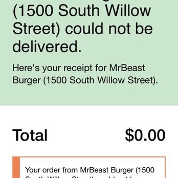 MrBeast Burger - Canceled and got refunded by Uber after 1 hour of waiting for food. - Food Delivery Services Near Me MrBeast Burger - Canceled and got refunded by Uber after 1 hour of waiting for food. - Food Delivery Services Near Me