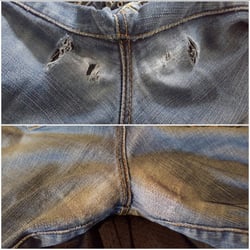 Ojen's State Street Alterations - Holes fixed in jean pants.