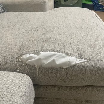 Living Spaces - Each photo show cases each and every cushion separating at the seam - Furniture Stores Near Me - Schertz, Texas