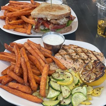 Ironhorse Kitchen + Bar - Salmon, chefs veggies, sweet potato fries - Bars Near Me - Minot, North Dakota Ironhorse Kitchen + Bar - Salmon, chefs veggies, sweet potato fries - Bars Near Me - Minot, North Dakota
