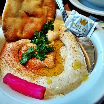 Malek Al Kabob - Hummus we filled with Olive Oil Love with HOT Puffy Bread straight outta the oven - Mediterranean Near Me - Dearborn, Michigan