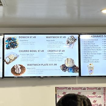 Dessert Lab - menus and prices on the wall - Ice Cream & Frozen Yogurt Near Me - Richardson, Texas