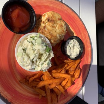 Ragin Reef Frederick - My love had a crab no-cake, sweet potato fries and some delicious coleslaw. - Seafood Near Me - Frederick, Maryland Ragin Reef Frederick - My love had a crab no-cake, sweet potato fries and some delicious coleslaw. - Seafood Near Me - Frederick, Maryland