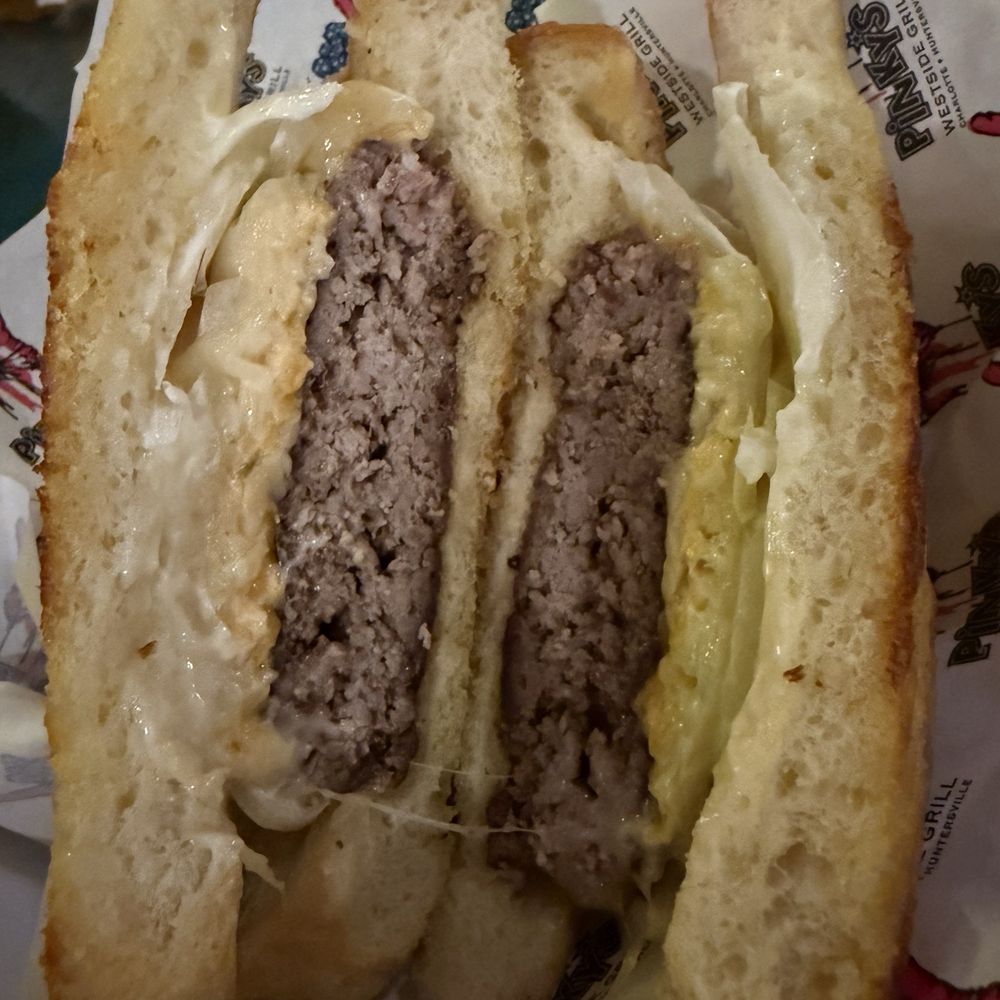 Pinky's Westside Grill - Pterodactyl Burger with Texas toast with pimento and pepper jack cheese - Burgers Near Me - Charlotte, North Carolina