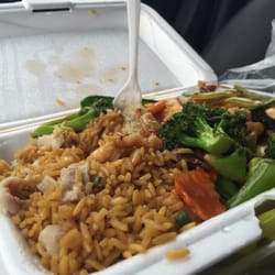 Dragon Express - Garlic chicken tasted pretty good and was hot.  A little on the sweet side.