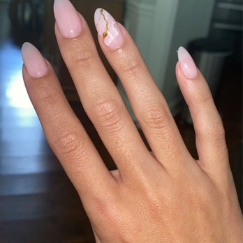 Durbin Nail Spa - Almond bubble bath with design by Amy - Nail Salons Near Me - St. Johns, Florida